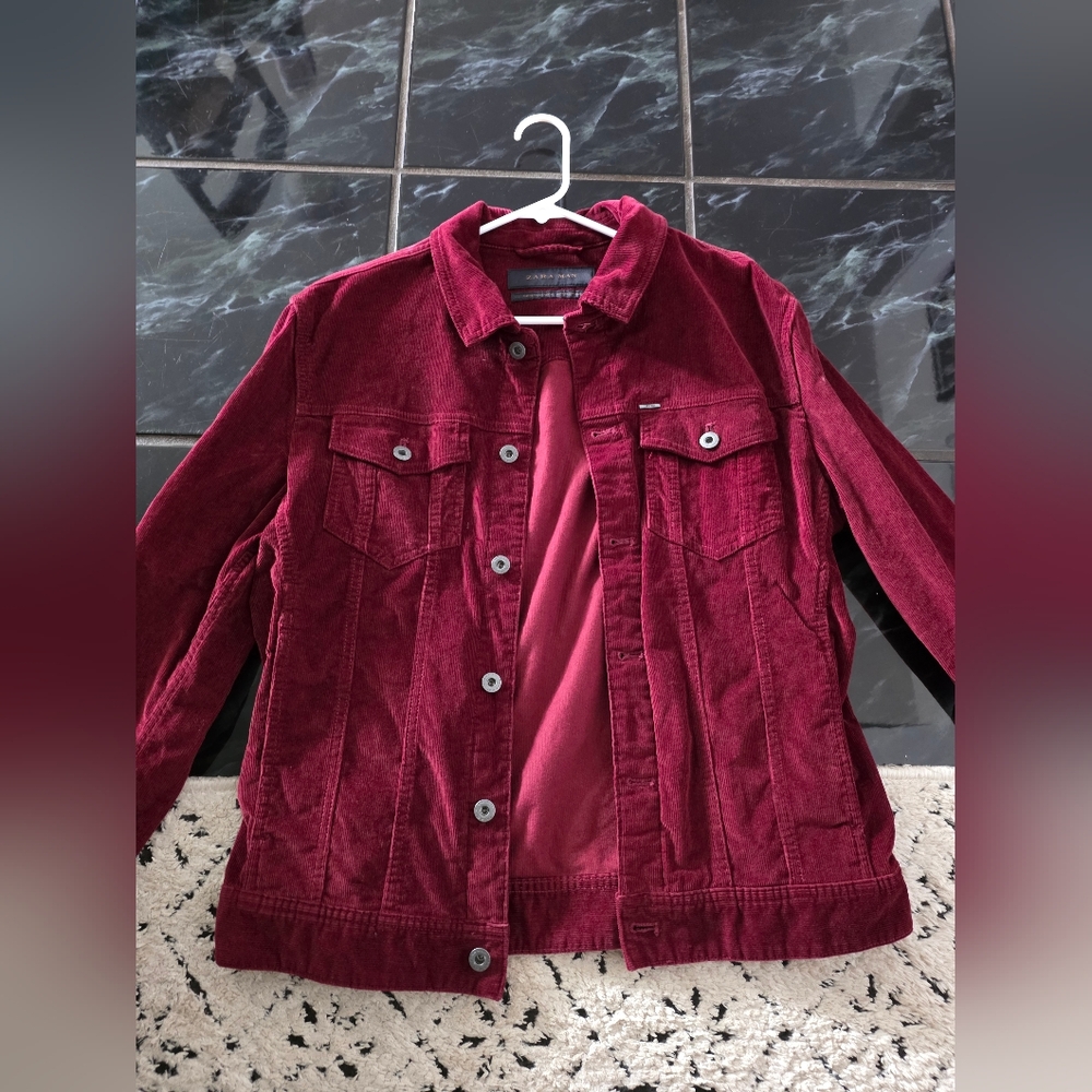 Zara man medium trucker red jacket